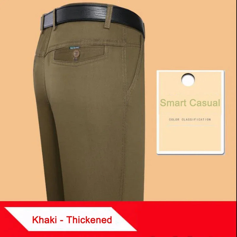 100% pure cotton summer and autumn mens casual pants fashionable black rice color temperature thickness Trouser intelligent set 250327