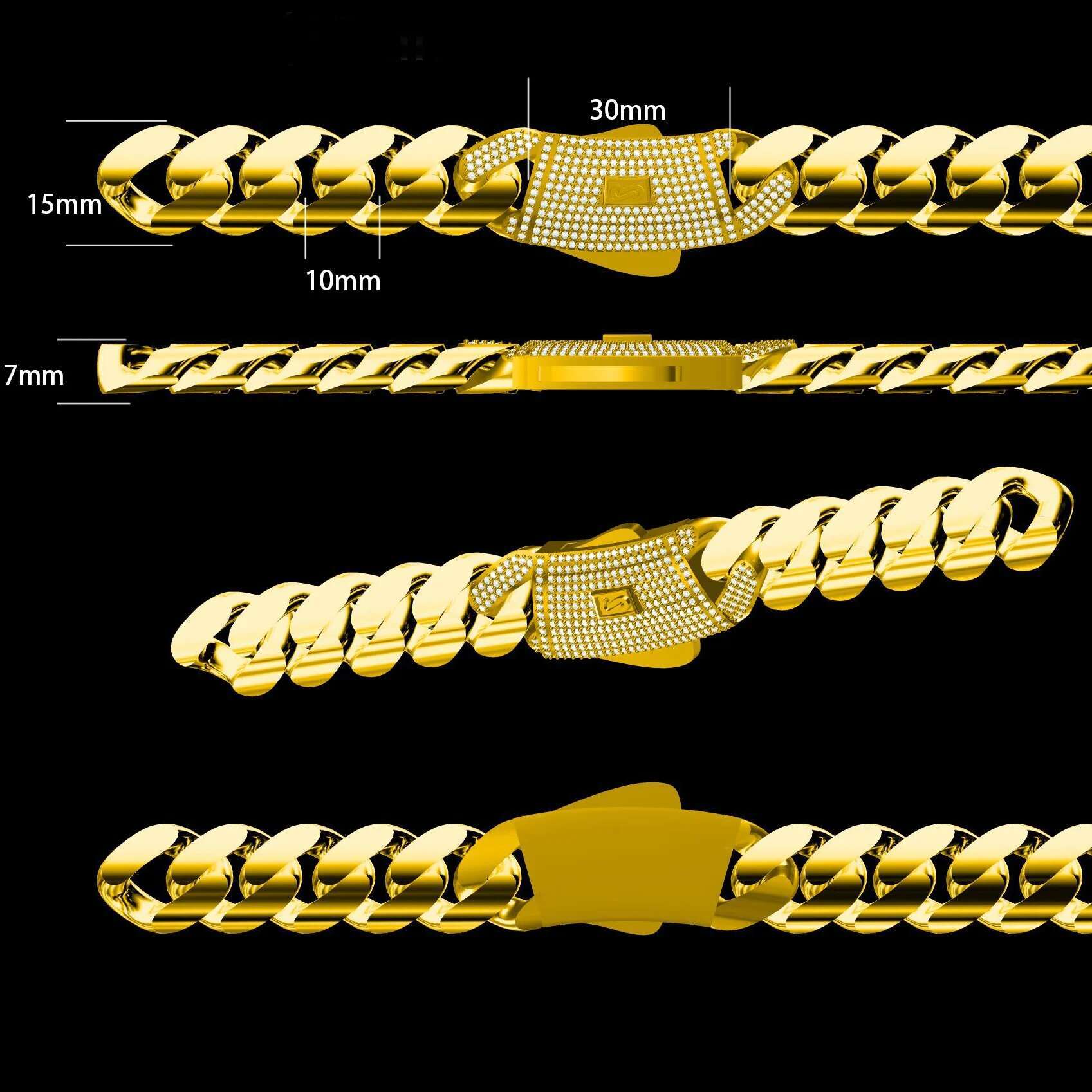 925 Silver Cuban Link Necklace with VVS Moissanite Clasp High-Quality 14K Plated Iced out Smooth Cuban Chain Jewelry