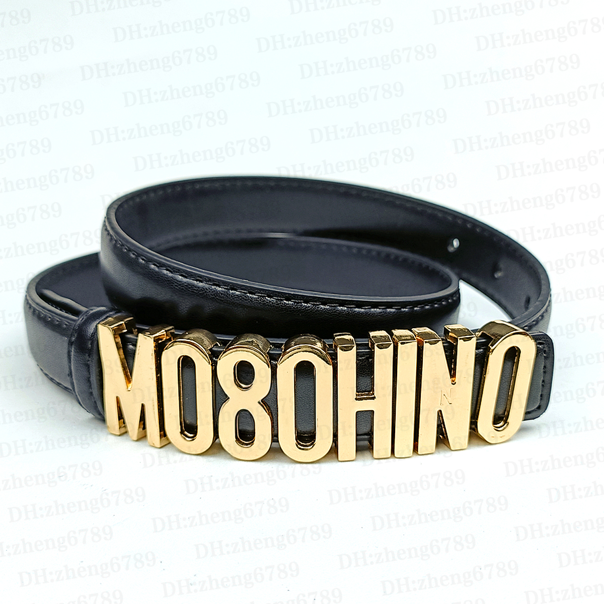 Classic Maraschino belt gold letter women's belt cowhide 2.5cm wide versatile personalized trend belt Italian luxury brand Moschicstyle men's belt