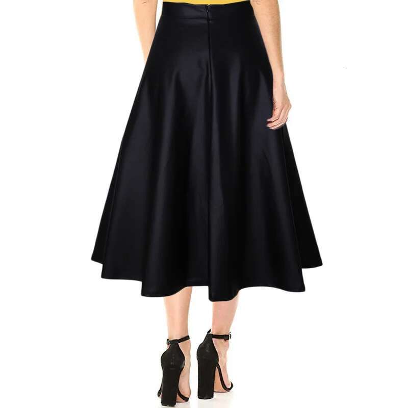Dongdumaoyi Herfst Winter Nieuwe Dames Midi Rok Van PU Leer Met Hoge Taille In Zwart B