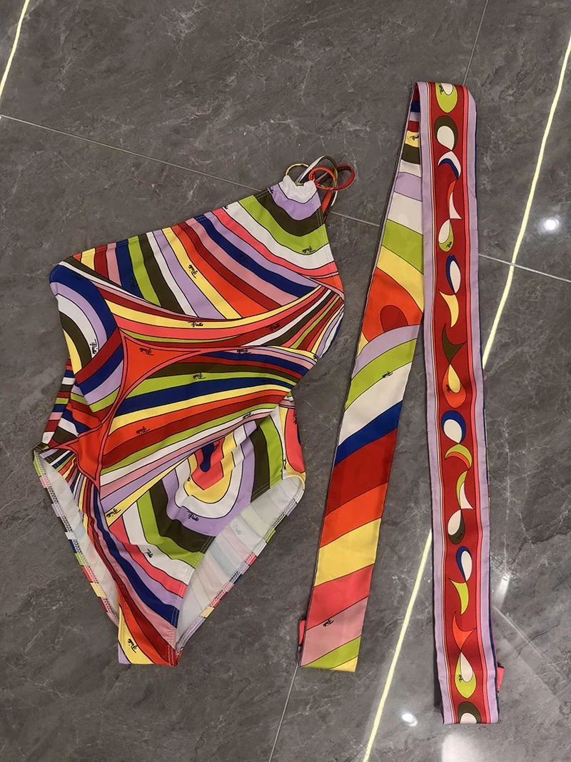 n Womens Swimsuit Silk Scarf Set European Fashion Beach Sexy Bikini 250321