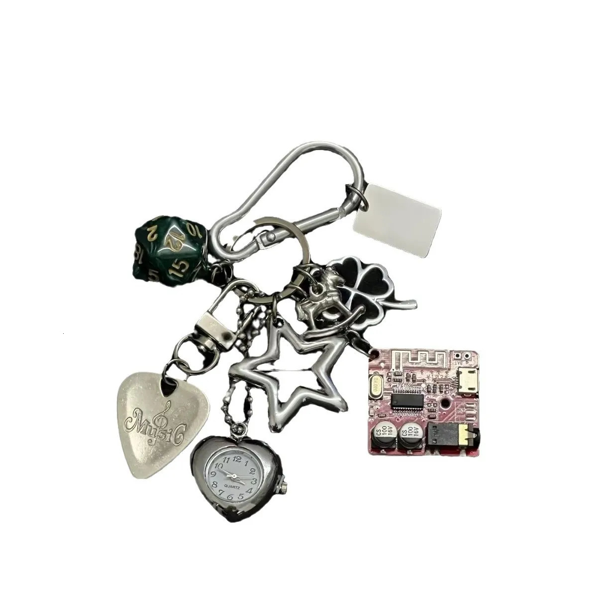 Handmade vintage keychain Metal pocket watch backpack pendant Creative mechanical elements Couple style ornament250325