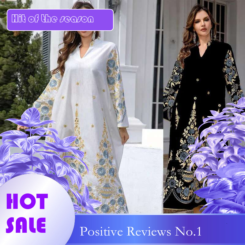 Dongdumaoyi Midden Oosten Dubai Gewaad Moslim Vrouwen Geborduurde Avondjurk Moslim Jurk Mode W