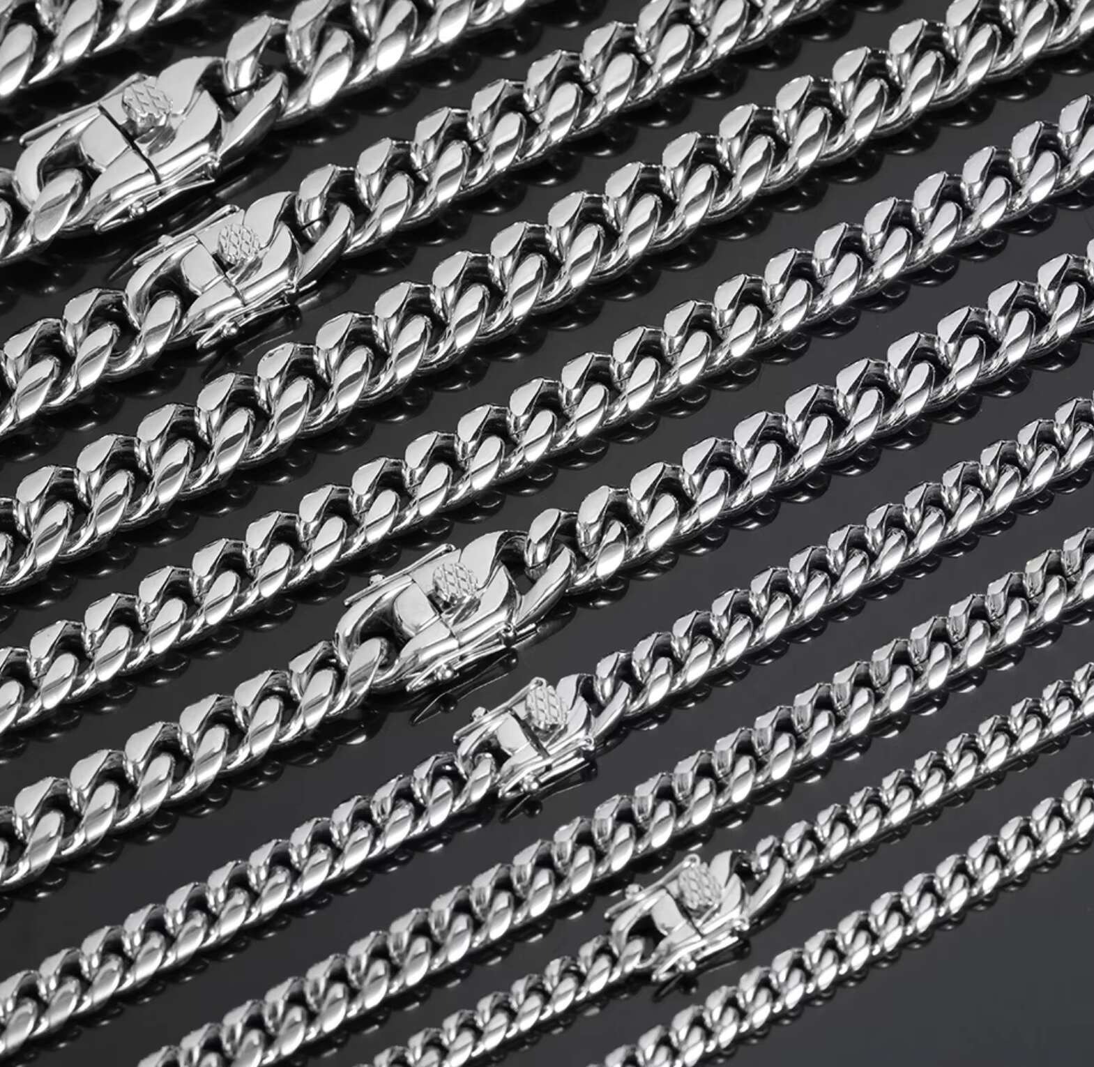 Wholesale Stainless Steel Chain Necklace Custom Design Monaco Necklace Hip-Hop Gold Plated Miami Curb Cuban Link Chain for Men