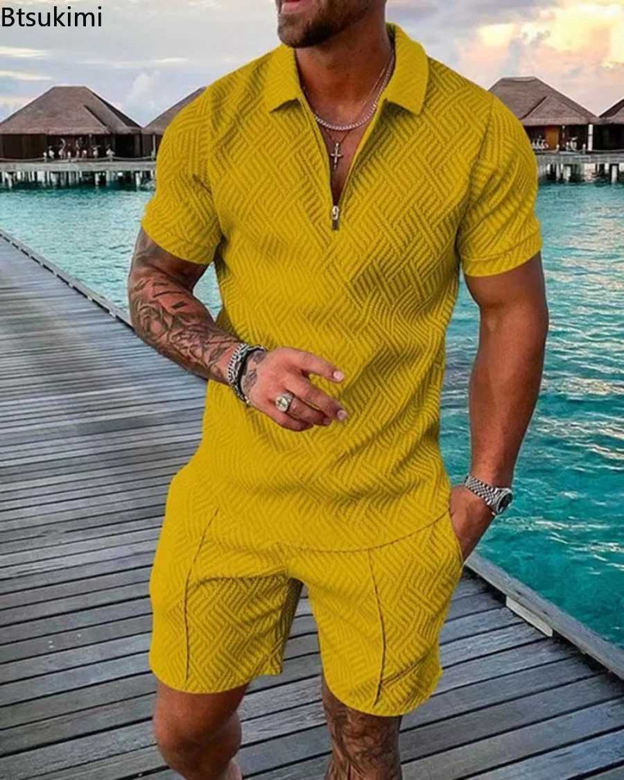 Fashion mens casual suit street clothing 3D digital printing short sleeved polo shirt+shorts summer Harajuku sportswear mens clothingXJ250326