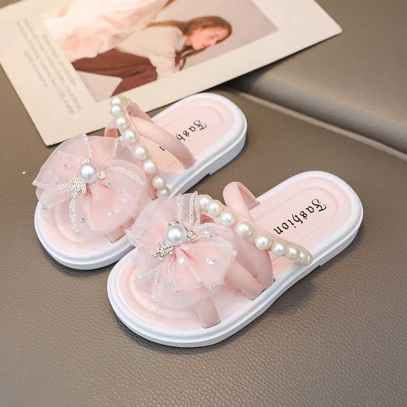 Slipper Cute childrens slippers summer new style girls super cute soft bottom indoor anti slip beach vacation baby wear-resistant cool mop S25326