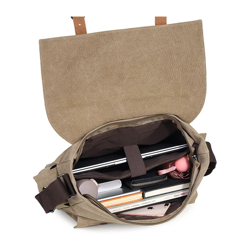 Mens retro canvas bag mens casual cross body messenger travel shoulder Bolsa Masculina highquality 250326