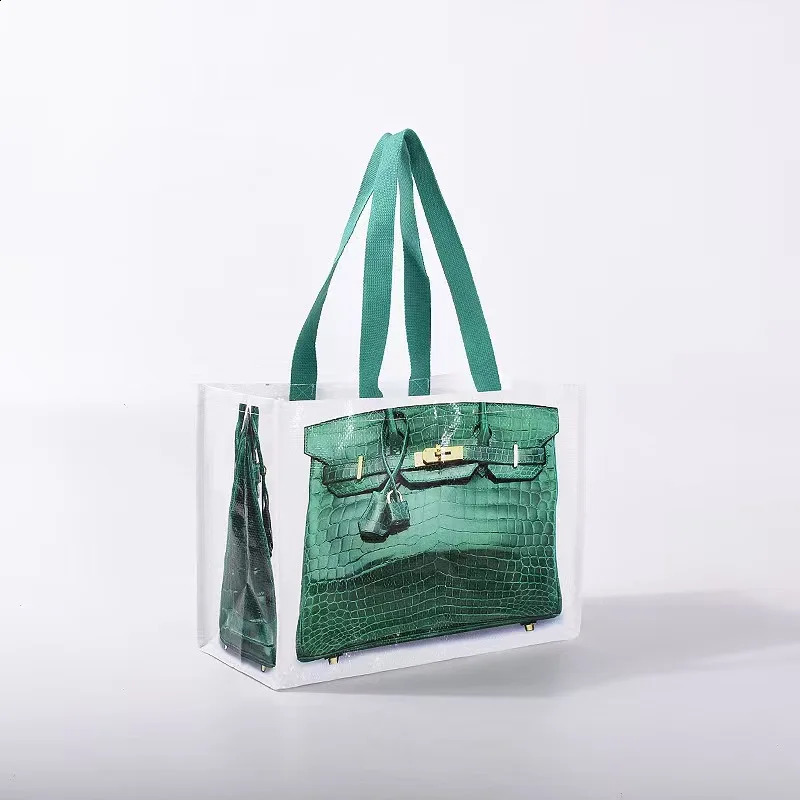 Laminated Portable Woven Bag PP Plastic Waterproof Laminated Snakeskin Bag Luggage Packaging Storage Woven Shopping Bags 250325