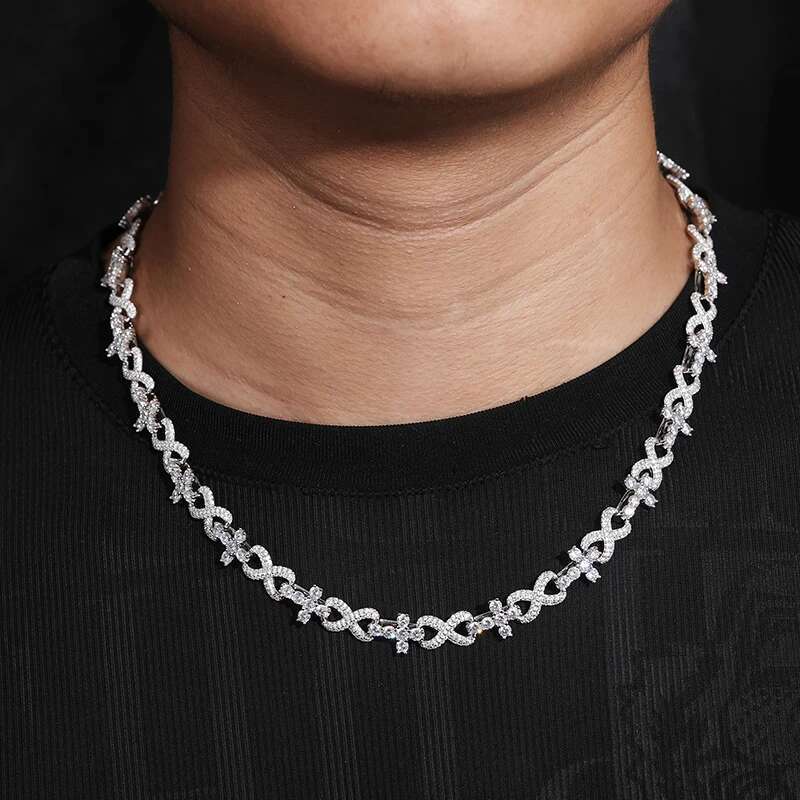 TUHE Unisex 925 Chains Cross Necklaces Moissanite Cuban Chain For Men Hip Hop Jewelry