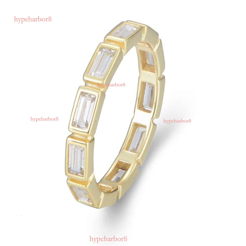 Luster Unique Wedding Eternity Band Sier 14k Gold Bezel Set 3x5mm Emerald Cut Moissanite Oval Ring for Women