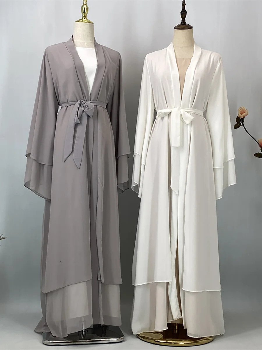 Ramadan Ka Chiffon Open Abaya Womens Muslim Dress Kaftan Islamic Clothing Caftan Marocain Humility Robe Dubai Kimono 250326