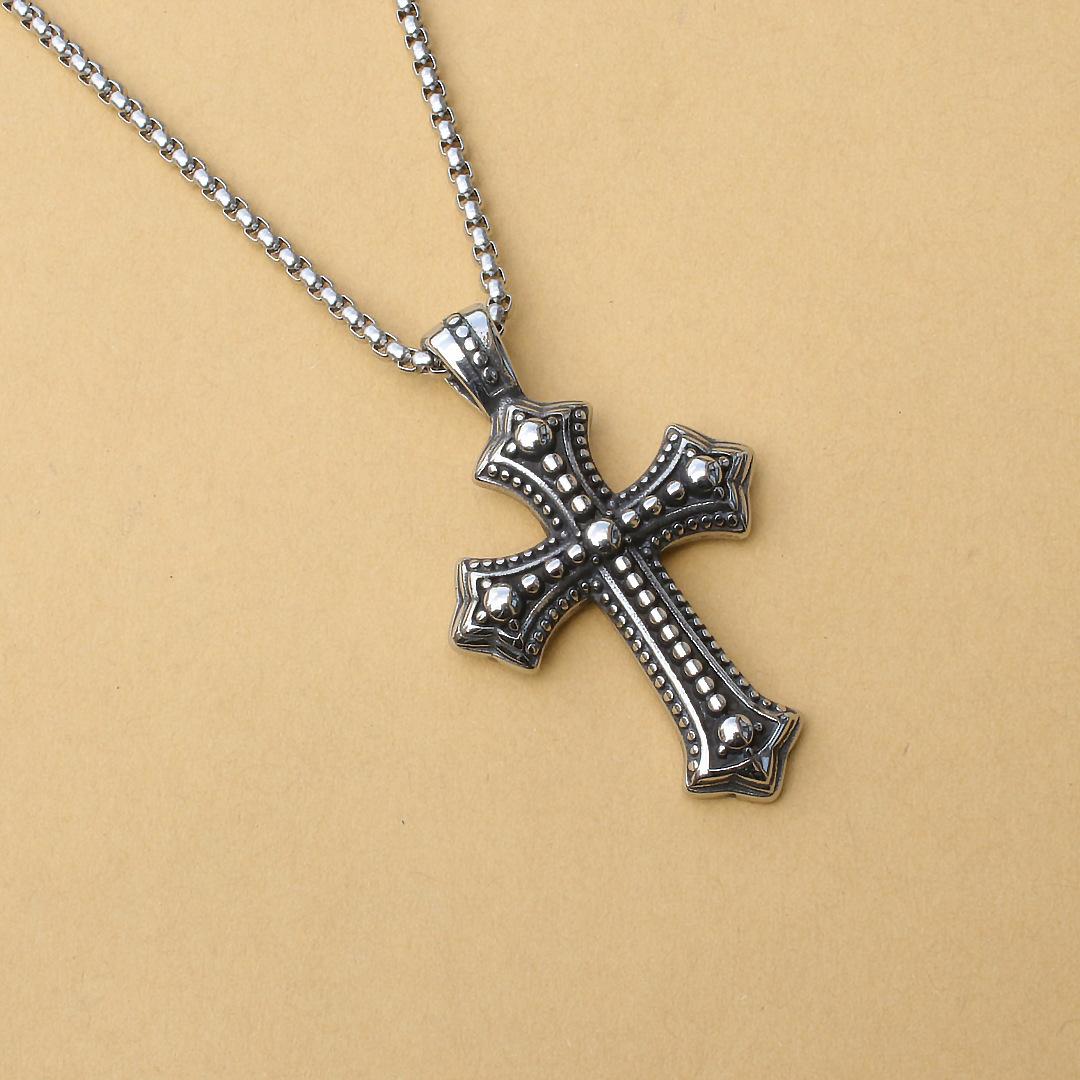 Retro Hip Hop Titanium Cross Necklace - Essential Punk Pendant for Trendy Men