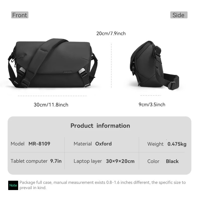 MarkRyden Harvey Leather waterproof multifunctional messenger bag canvas mens cross business laptop 250326