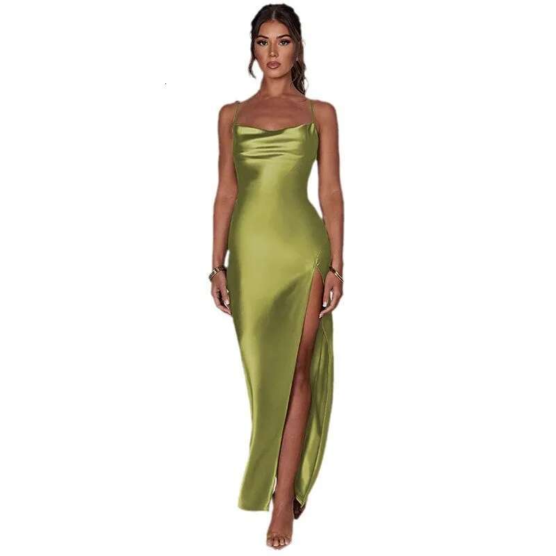 Dongdumaoyi Zomertrendmode Sexy Backless Slim Fit Damesjurk Met Split En Bandjes