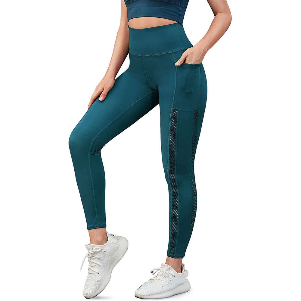 Women Yoga Pants Autumn Winter Pencil Printed Hip Lifting With Waist And High Elasticity Regular Mesh Splicing Bottom Pants YJ