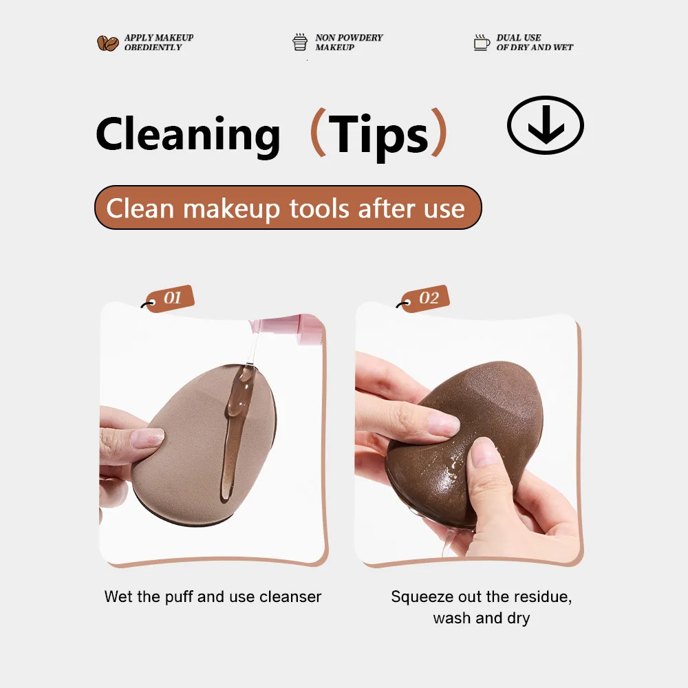 GECOMO Two-pack Powder Puff Set Box with Mirror Wet And Dry Dual Use Super Soft Makeup Sponge And Loose Powder Air Cushion 250317