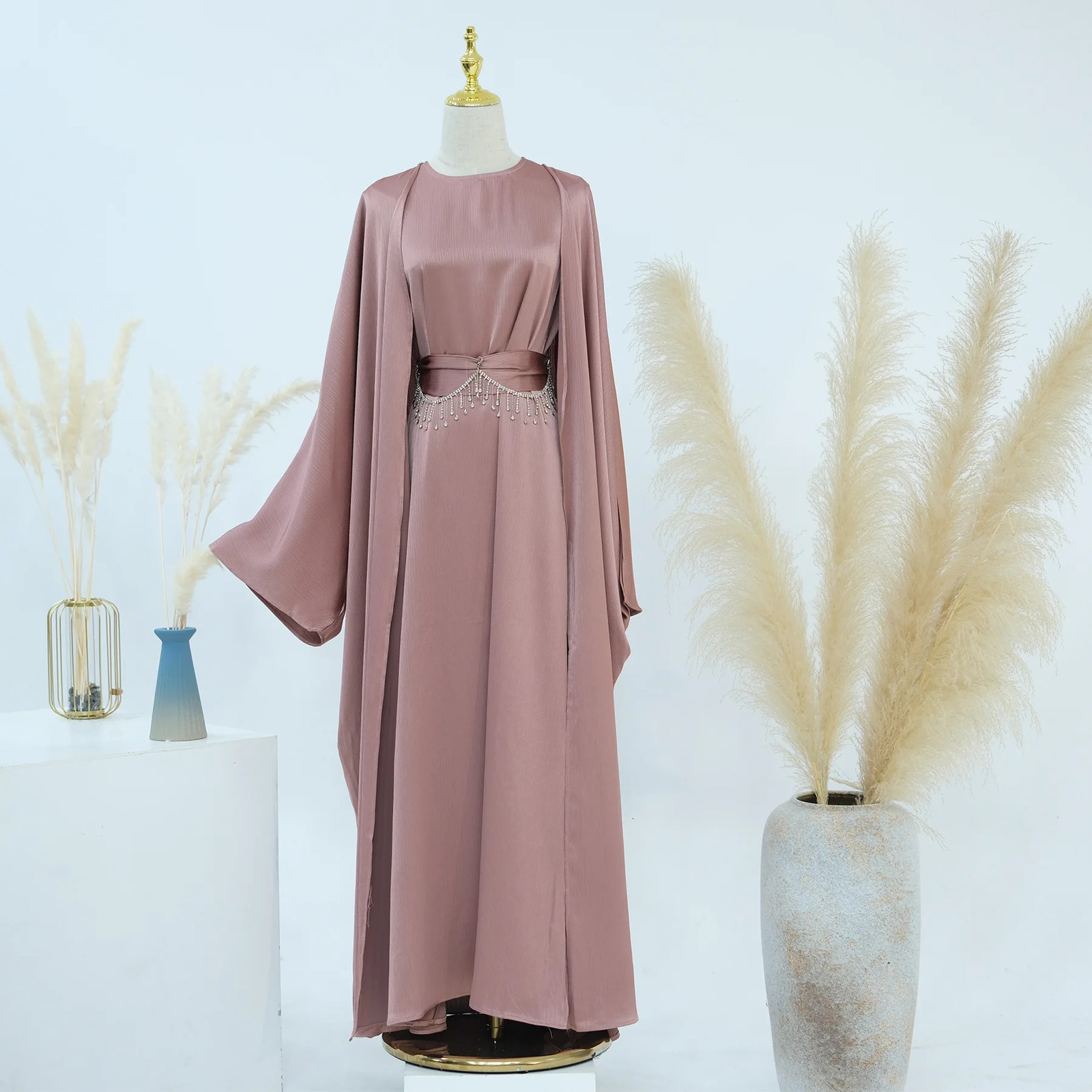 Eid al Fitr Ka Moroccan Kaftan Womens Chain Sleeve Muslim Saudi Gorgeous Party Style Abaya Dubai y Robe 250326