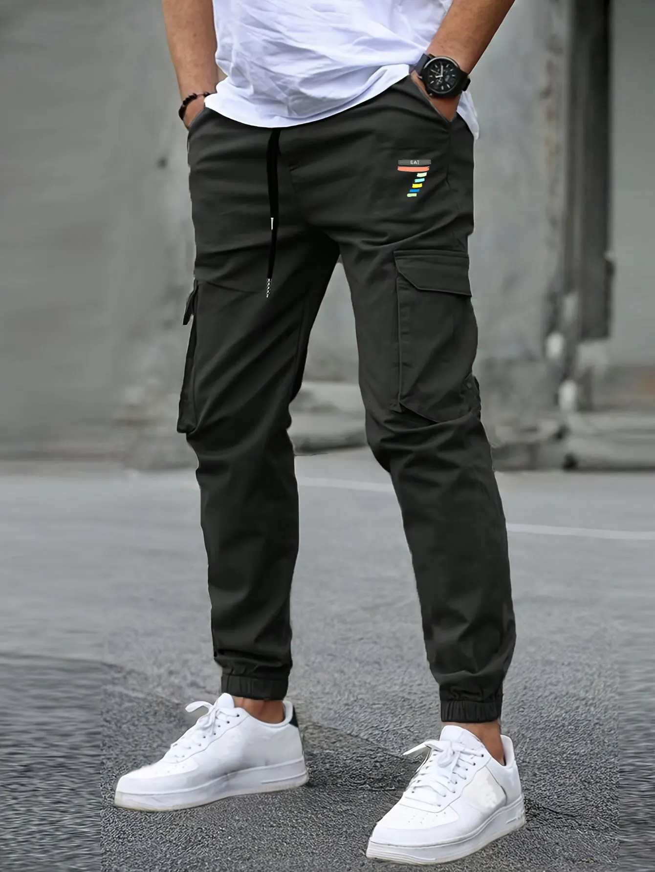 2055 mens casual jogging pants loose fit suitable for cargo drag and drop sports hiking outdoor diagonal w250327