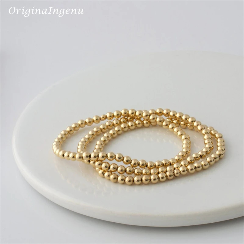 Elasticity Handmade Gold Beads Bracelet 14K Gold Filled Bracelet Tarnish Resistant Jewelry Boho Vintage Women Jewelry 250318