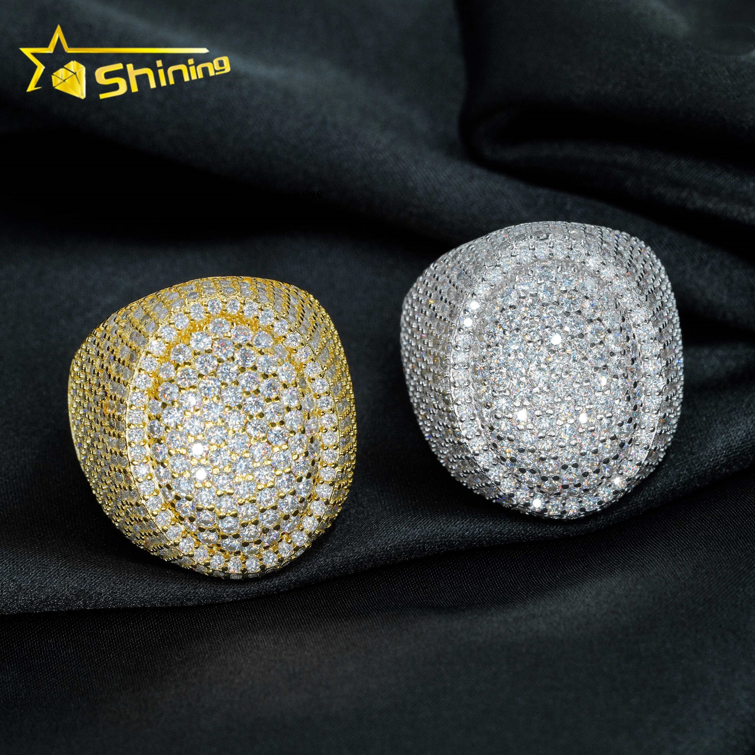 Wholesale Factory Price Moissanite Jewelry 925 Silver Iced Out Diamond Men Rings Hip Hop Moissanite Ring
