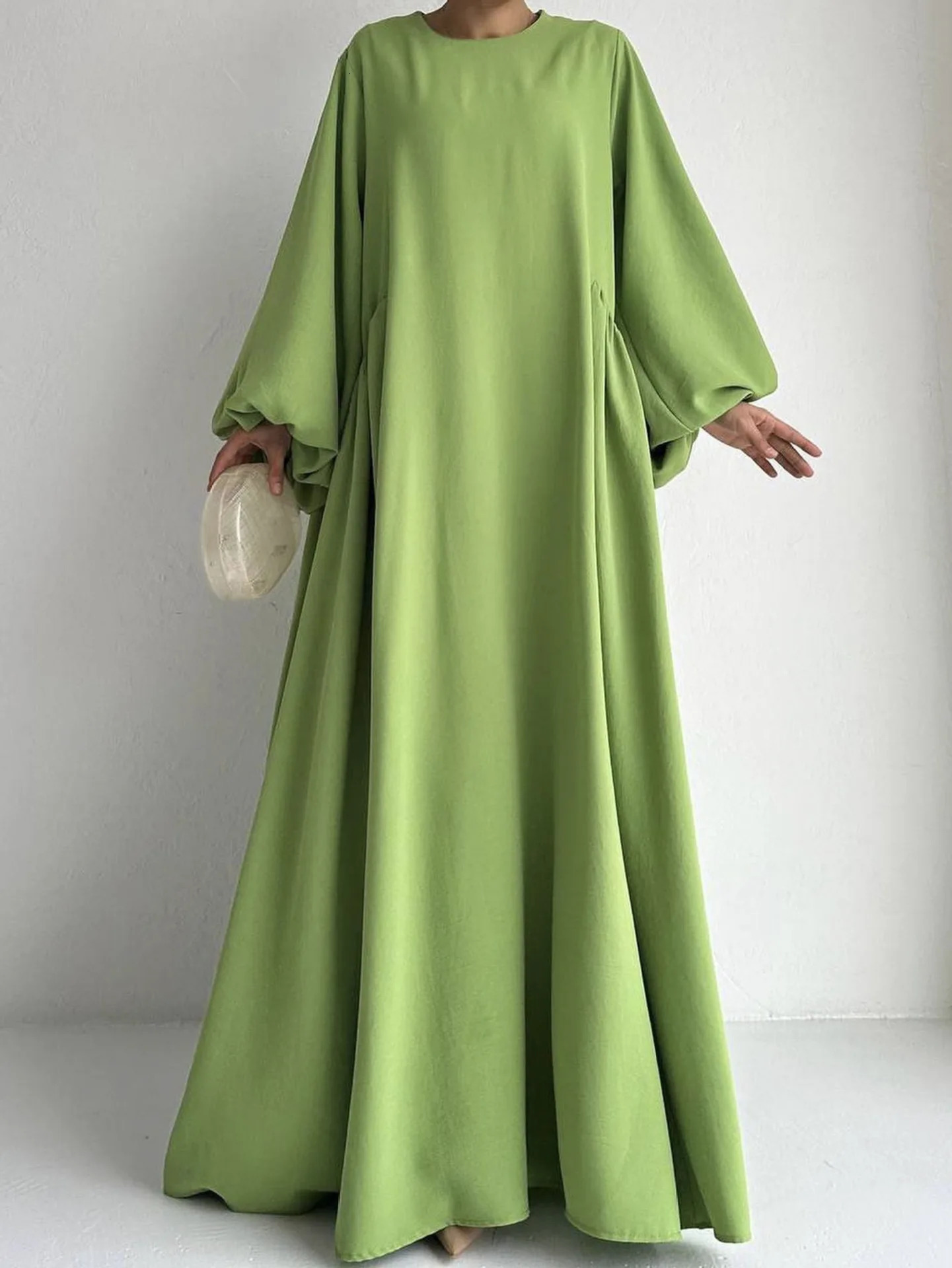 Womens Muslim Dress Simple Solid Abaya Ramadan Elegant Casual Flat Long Humility 250326