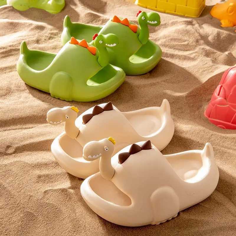 Slipper Summer dinosaur slider for children aged 3-15 boys and girls family shoes summer cartoon bathroom anti slip slider for teenagers family slider