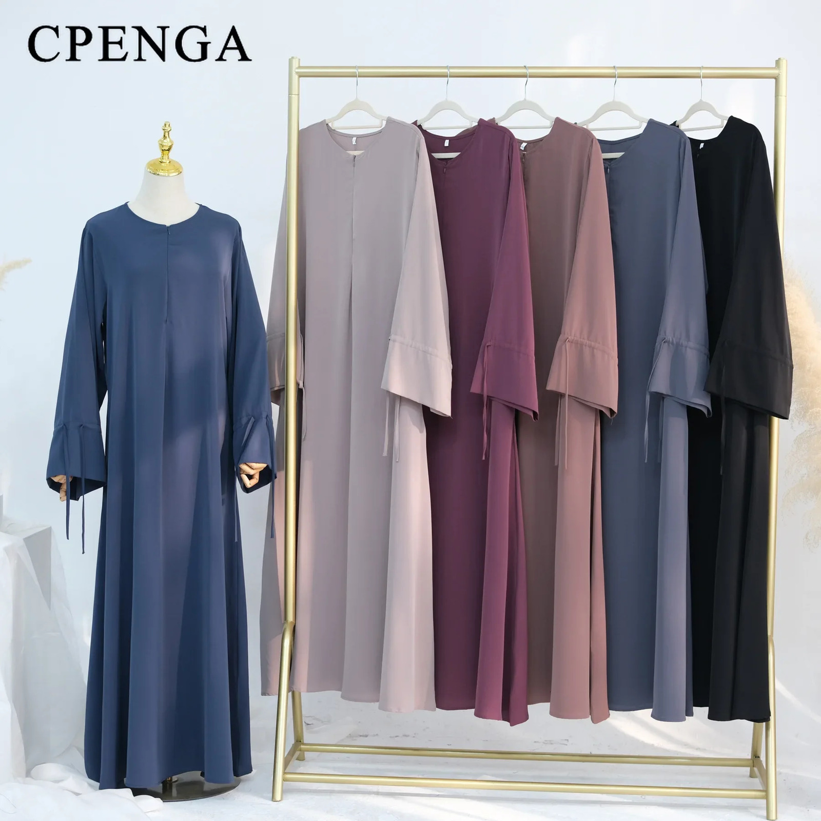 Ramadan Arab Muslim Women Modest Dress Elegant Dubai Plain Abaya Islamic Church Clothing Loose Solid Gown 250326