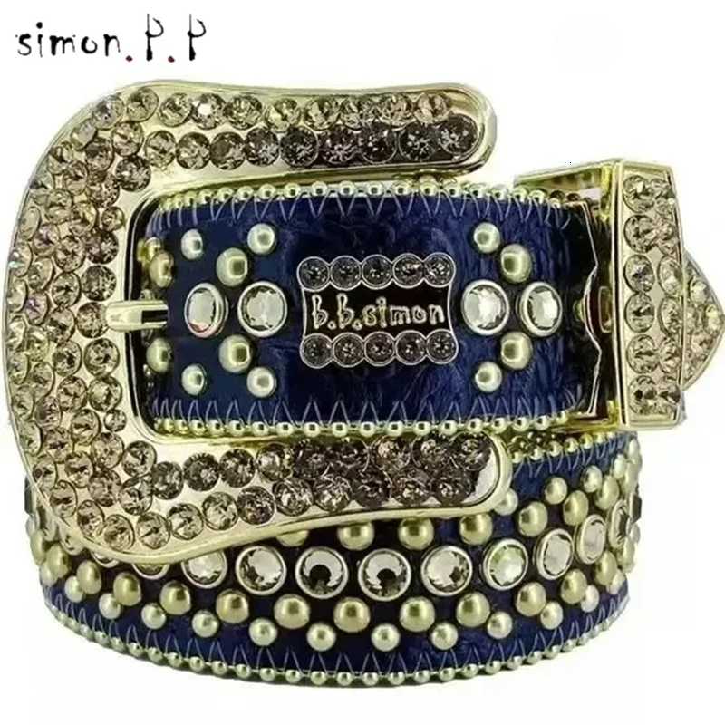 Belt Bb Belts Fashion Mens Belt and Lady Belt Leather Belts Decorated with Colorful Diamonds Chain 3.8cm 250312