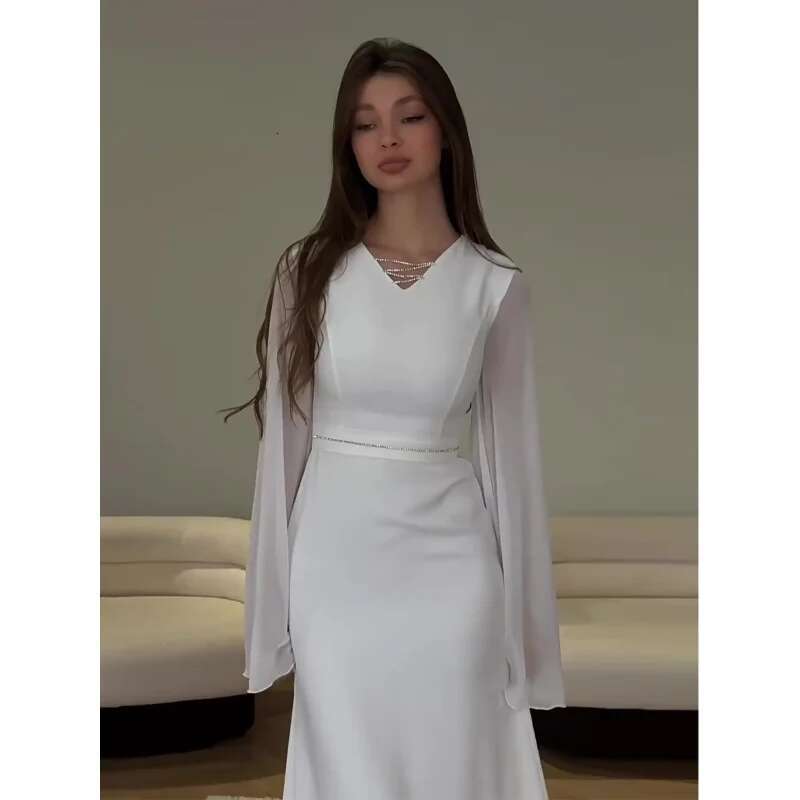 Dongdumaoyi Plus Size Dames Herfst Nieuwe Mode V Kraag Lange Mouw Smalle Kokerjurk C