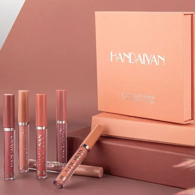 HANDAIYAN 6 PCS Lipstick Set Make-up for women Non stick Cup Waterproof Long lasting Cosmetics Korean makeup Matte lipstick 250317