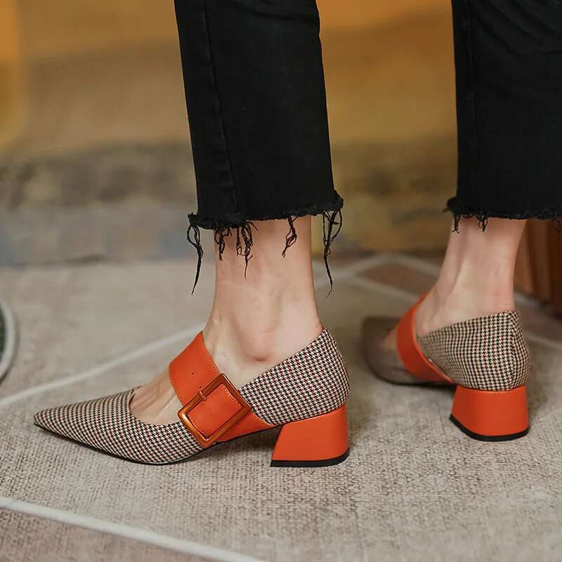Mary Jane Woman Fashion 2022 Spring Brand Design Pumps High Femme Pointed Toe Party Ladies Shoes Heels Women