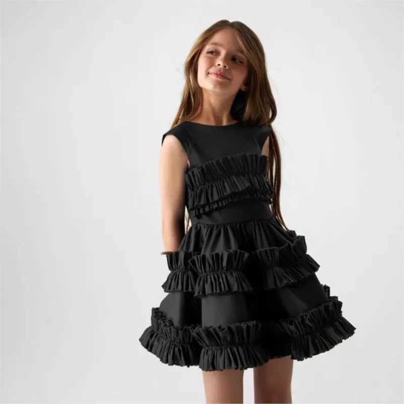 Spring and summer 2025 girls dress linen weight loss backless cake lace childrens dress palace dress sleeveless childrens dress W250326