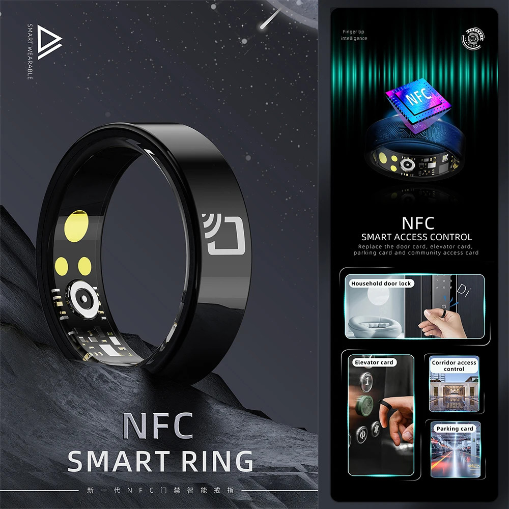 R20 Ceramic Smart Ring Supports NFC Access Control 7mm Ultra Thin Suitable for Men Women Heart Rate Blood Pressure Oxygen IP68 Waterproof 250322