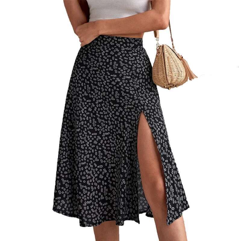 Dongdumaoyi Lente Zomer Damesmode Casual Effen Kleur Midi Rok Met Riem En Elegante Stijl B
