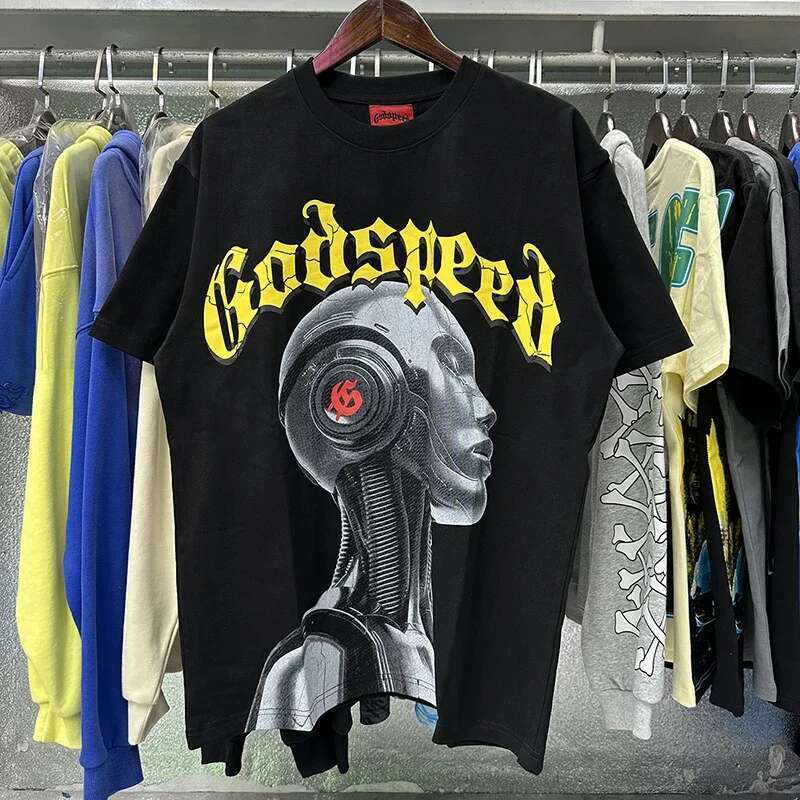 Gothic punk Harajuku pattern top men s American skull print oversized T shirt summer casual cotton short sleeved streetwear