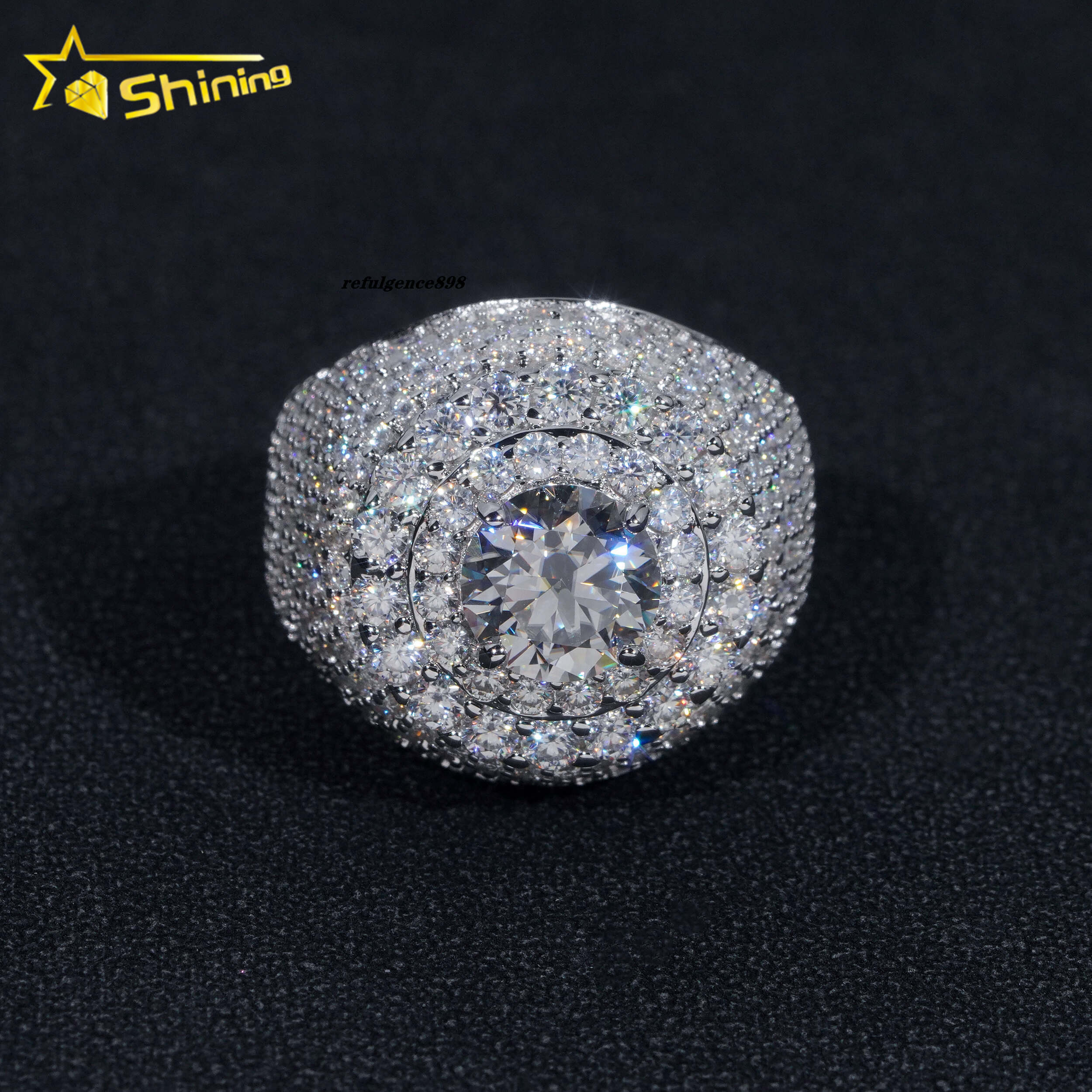 Gold Plated Men Ring Fine Jewelry Fast Shipping GRA Moissanite Mens Ring 925 Silver Iced Out Hip Hop Rings