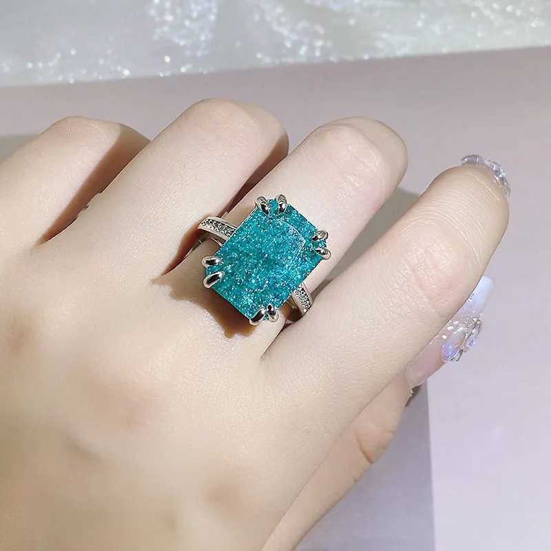 925 silver new arrival Paraiba tourmaline ring charm La finger jewelry silver wedding party wholesale giftsXJ250327