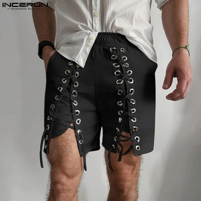 INCERUN 2025 American style shorts fashion mens mesh n solid color summer selling street clothing simple 250326