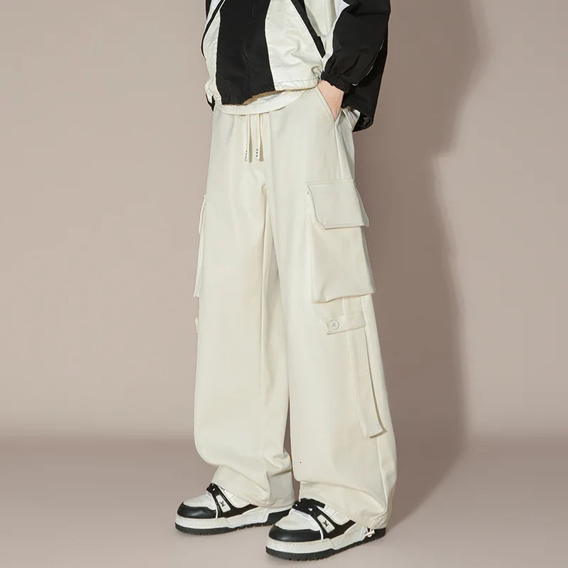 Mens work pants spring multi pocket casual loose straight mens highend clothing for runners 250327