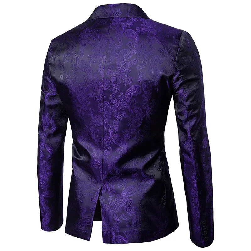 Mens business casual slim fit set fashionable printed evening dress wedding formal jacket stage performance 250326