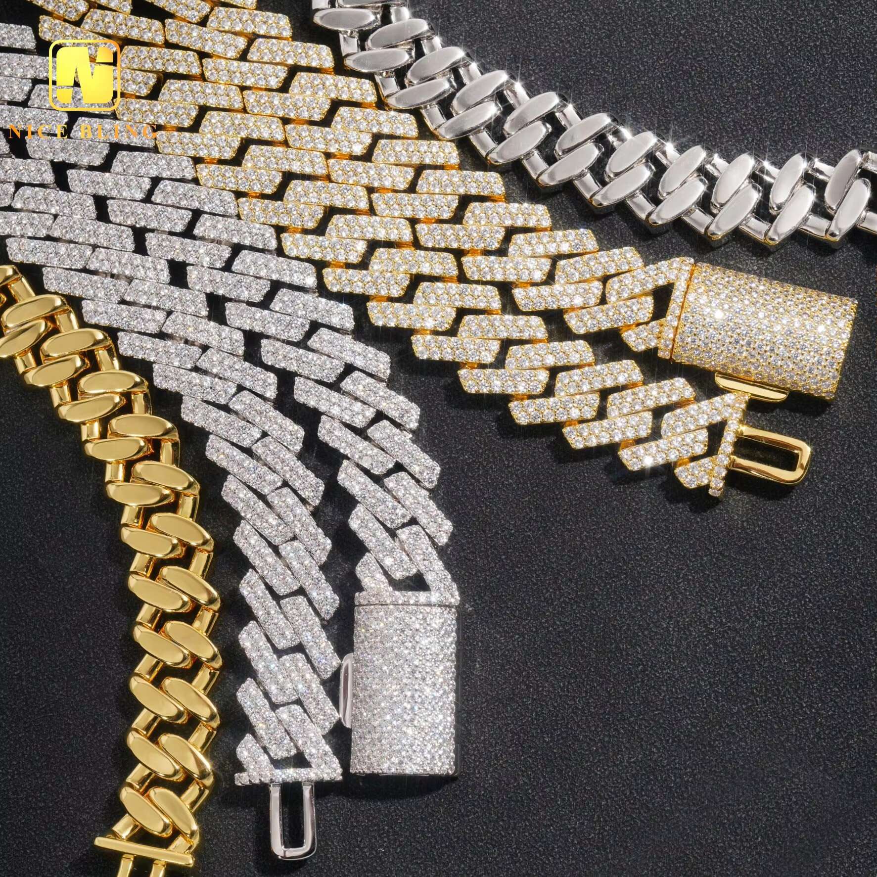 18K Gold Plated Factory Price 15mm Cuban Link Chains Men Fashion Brass Jewelry 5a Cz Diamond Cuban Chain Pendant Necklaces