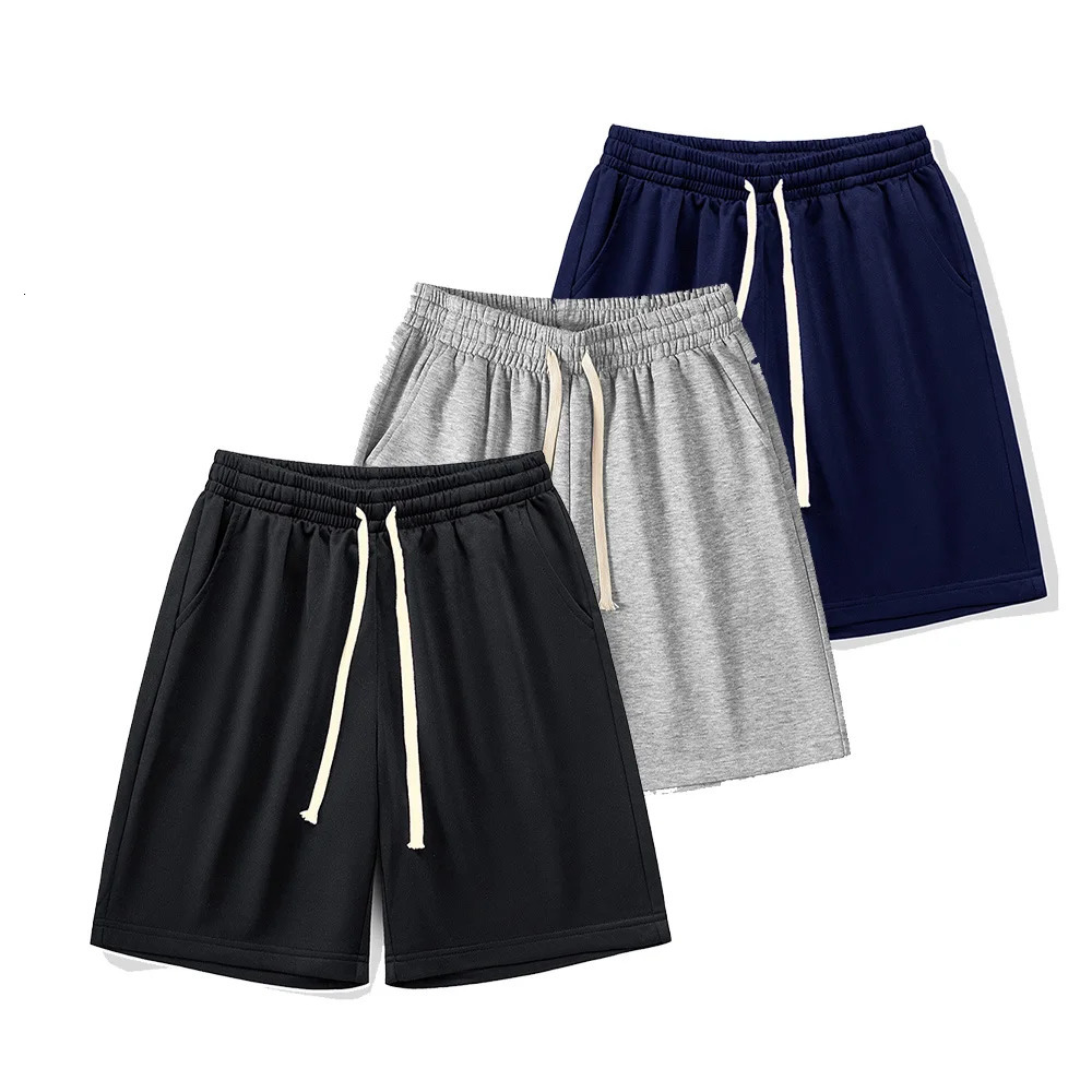 Mens summer running shorts casual jogging solid color drawstring loose sports 250326