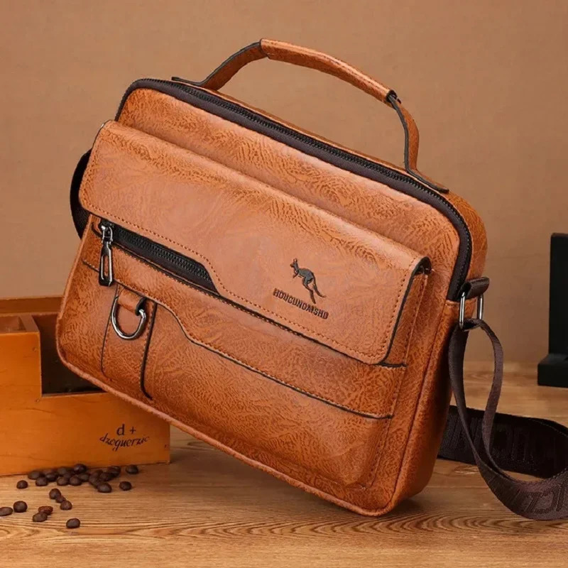 y kangaroo messenger bag mens leather casual cross body brown black business shoulder handbag 250326
