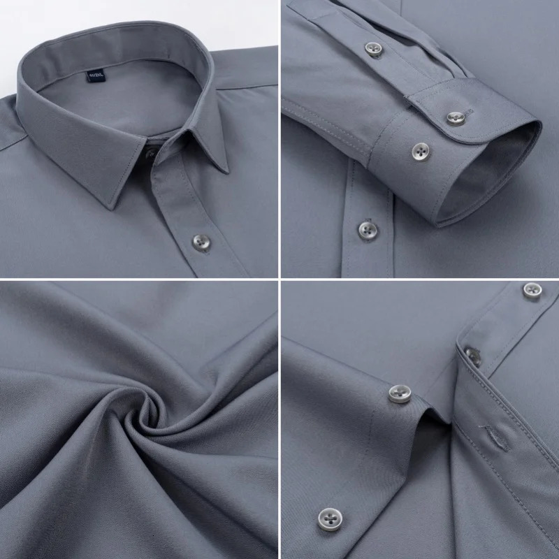 wrinkle resistant mens shirt long sleeved dress suitable for slim fit social business white blue office S4XL 250326