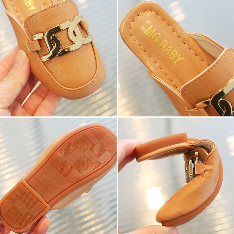 Slipper Childrens sandals for spring and summer 2024 new style for girls wearing flat bottomed toe half slippers without heels casual lazy shoes trend