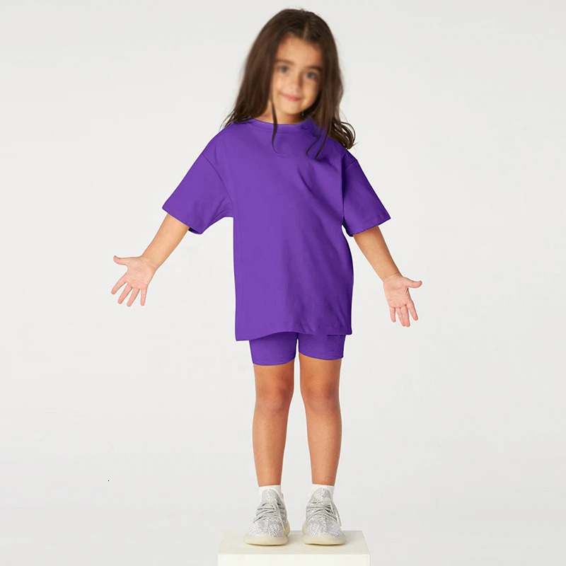 2025 Summer Essential Kids Baby Girls Clothes 2 Pieces Tracksuit Set Short Sleeve Cotton T-shirtLeggins Shorts Outfits Suit 250326
