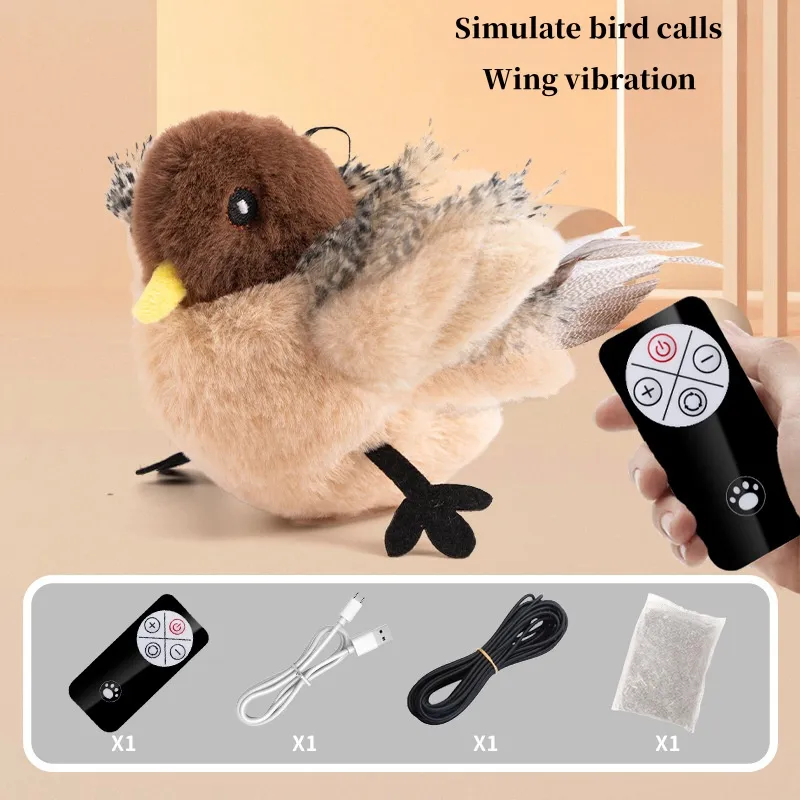 New Cat Toy Touching Sensing Sound Teasing Stick Plush Simulation Little Bird Hedgehog Finless Porpoise Teeth Grinding