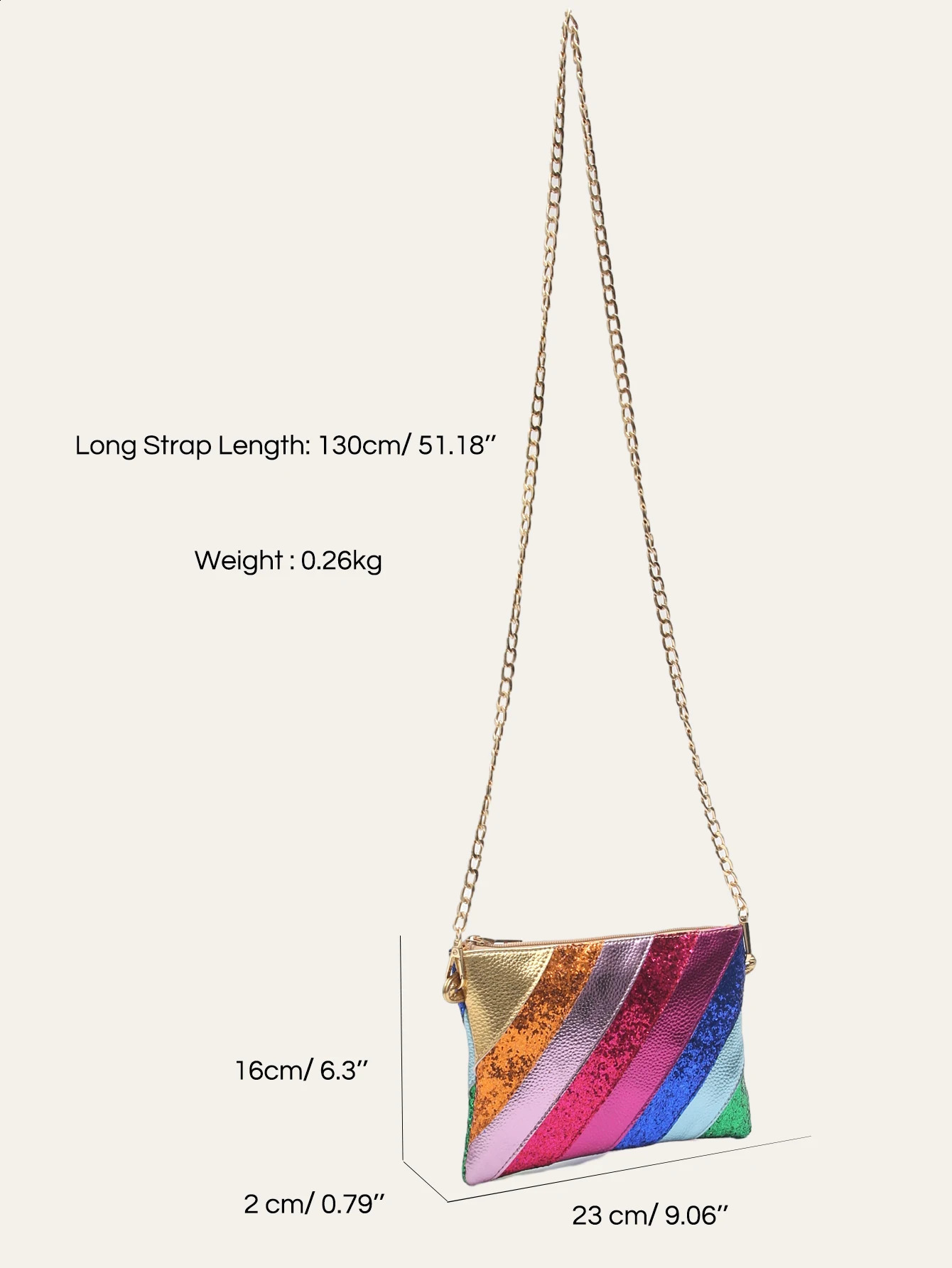 Womens metal PU leather patch work clutch bag fashionable shiny sequin chain shoulder cross body handbag party 250326