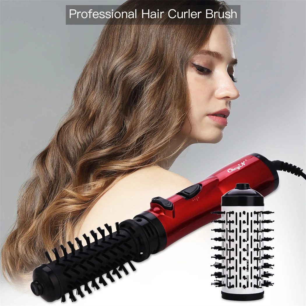 CkeyiN Straightening Brush Electric Hair Brushes Automatic Rotating Blow Dryer Blower Hair Curler Combs Salon Styling 250324