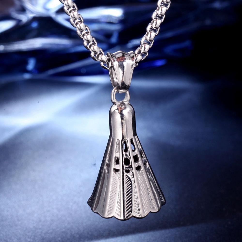 Badminton pendant, long necklace, all titanium steel chain, personalized and fashionable hanging accessory